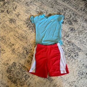 Under Armour Aqua Tee and Scarlet Shorts Set